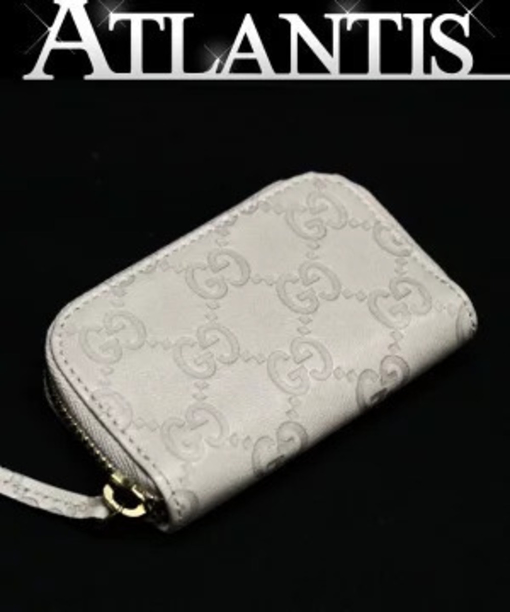 Gucci Guccissima coin case Wallet Leather White